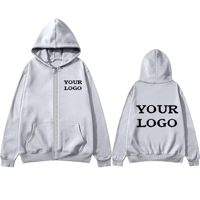 Custom Printed Hoodies Men and Women Zipper Hooded Sweatshirts Loose Casual Clothing Hooded Cardigans Men's Street Hoodies