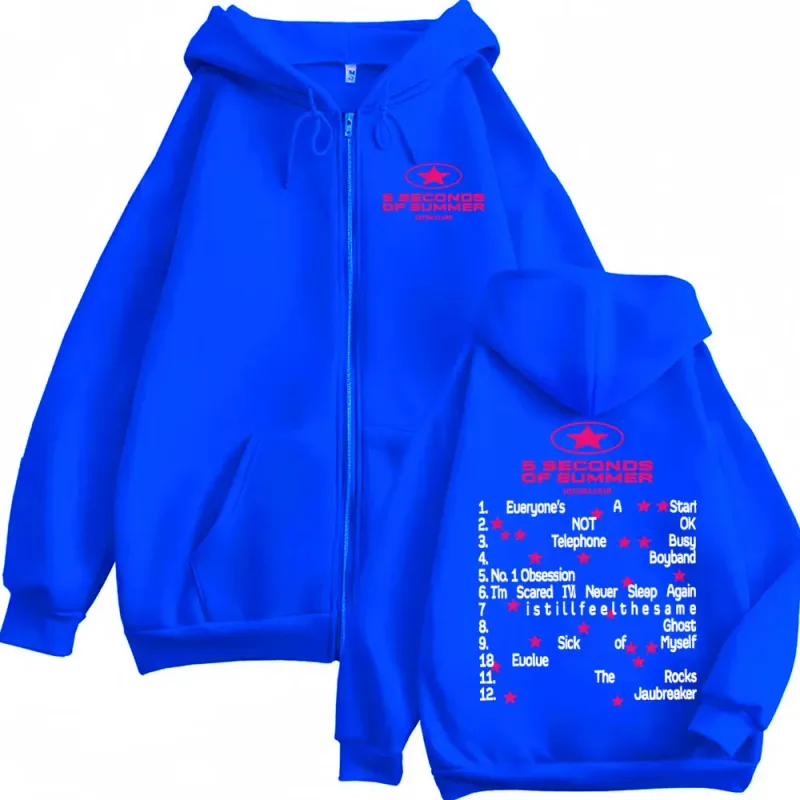5 Seconds of Summer Everyone's A Star Album Tour Zipper Hoodies Mens Clothes Hip Hop Punk Jacket Sweatshirt Casual Zip Up Hoodie