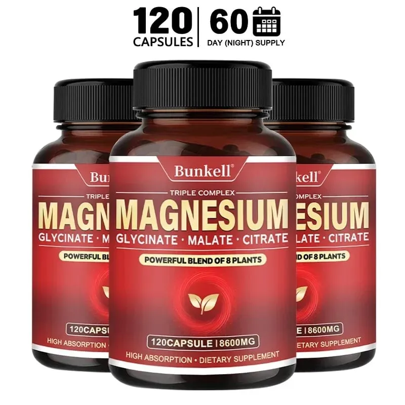 Citrato malato di magnesio glicinato ad alto assorbimento 100% chelato non OGM Vegetariano senza glutine 8 600 Mg 120 capsule