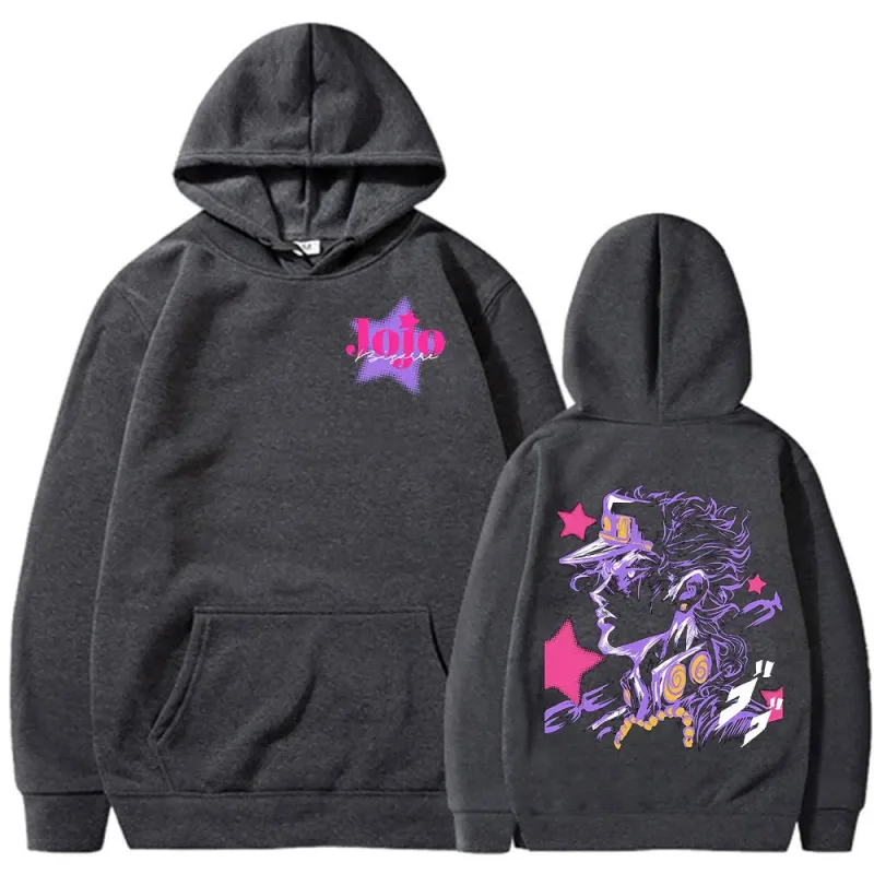 Anime JoJo Bizarre Adventure Kujo Jotaro Hoodies Men Women Clothing Fashion Casual Pullovers Long Sleeves Oversized Sweatshirts