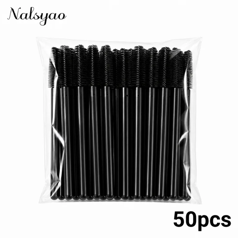 50 Pcs Disposable Silicone Mascara Stick Applicator Eyelash Extension Makeup Tools Eye Eyelashes Brushes Lash Makeup Brush