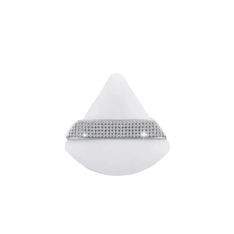 Diamond Triangle Velvet Setting Puff Ribbon Detail Powder Sponge Smooth Finishing Soft Puff for Loose Pressed Powder Application