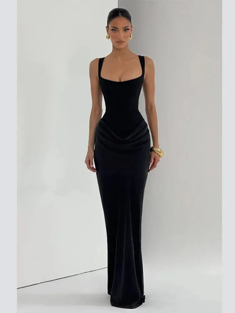 Women Square-neck Halter Mini Dress Sexy Pleated Sleeveless Backless High Waist Bodycon Dresses New Summer Lady Party Robes 2026