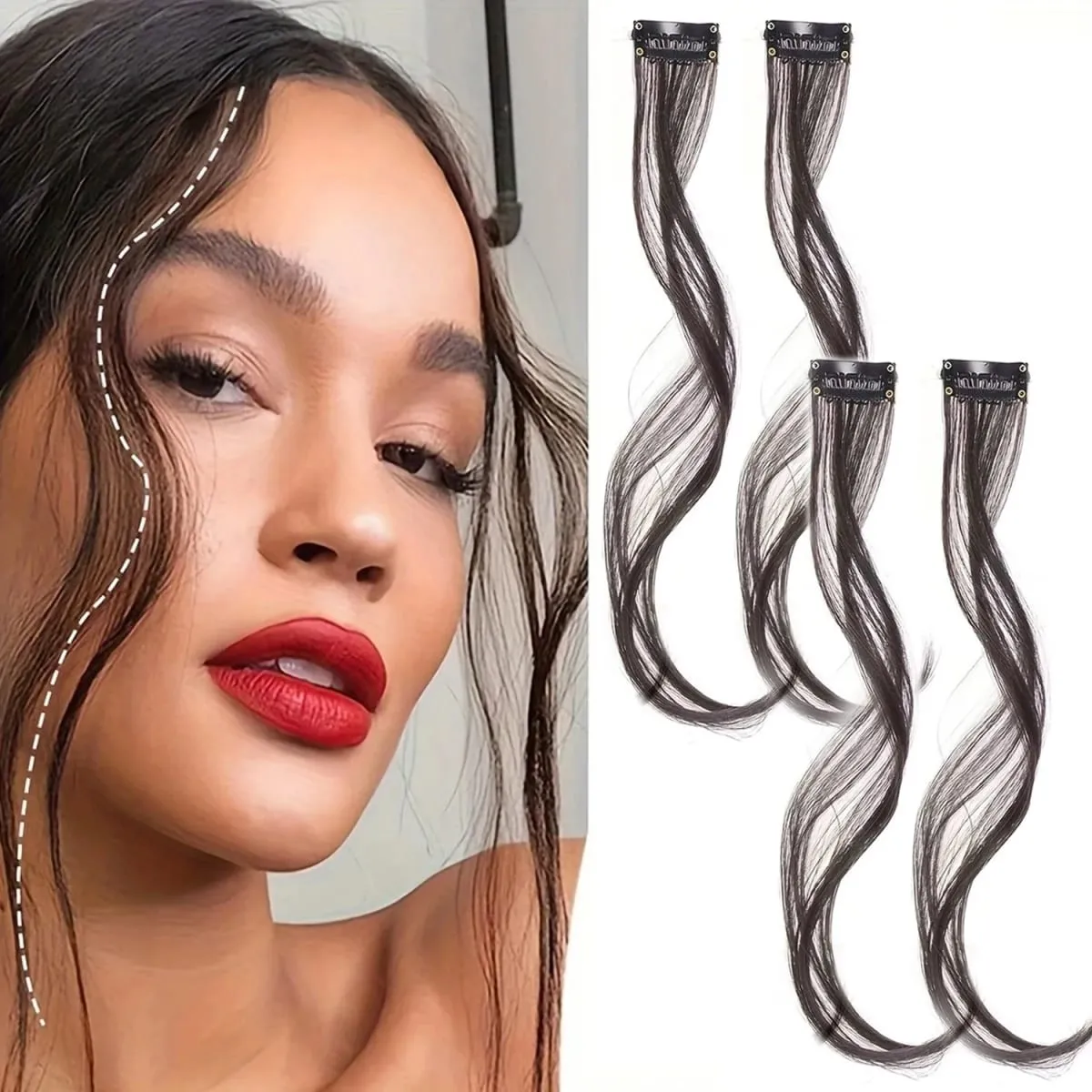 Curly Wavy Clip-in Synthetic Hair Extensions More Colorful Hair Accessories for Women,ins Hair Extension Clip — image 9