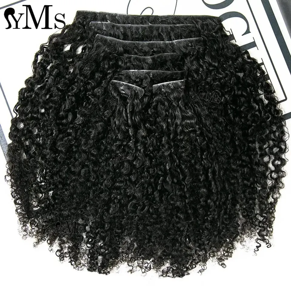 Curly Invisible Clip In Extension Human Hair YMS Invisible PU Seamless Lao Kinky Curly Clip Ins Injected Clip Ins Weft For Woman