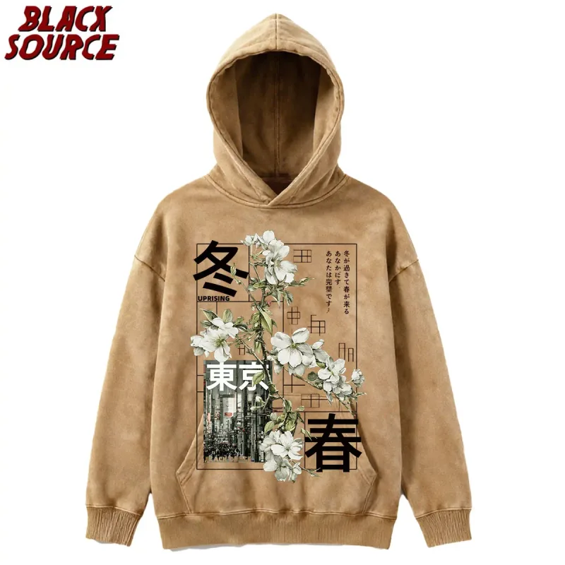 T474 Men's Japanese Style Hoodie, Versatile Casual Pullover Sweatshirt, Comfortable All-Season Top for Daily Wear