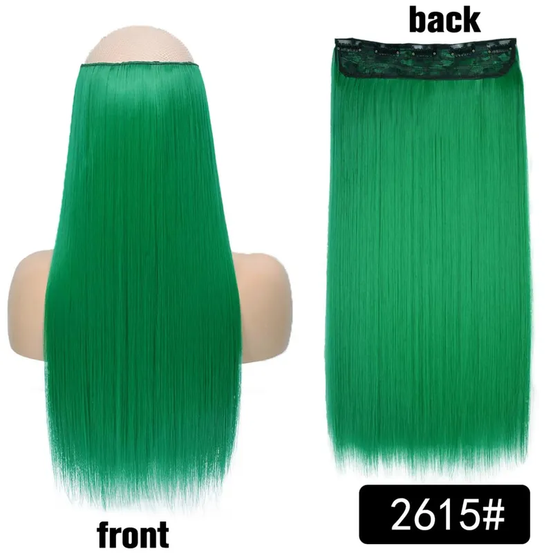 Longo reto encaracolado uma peça 5 clipes clip-in extensões 22 Polegada penteados resistentes ao calor cor mistura loira pedaço de cabelo para mulher