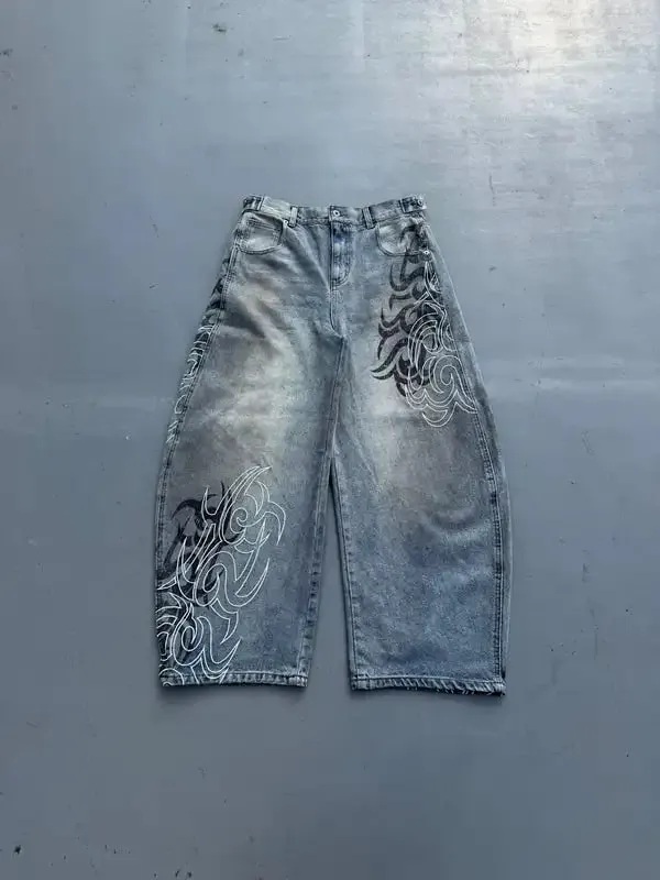 Harajuku Gothic Y2K Denim Pants Unisex High Street Retro Japanese Style Baggy Wide Leg Hip Hop Work Jeans Latest products
