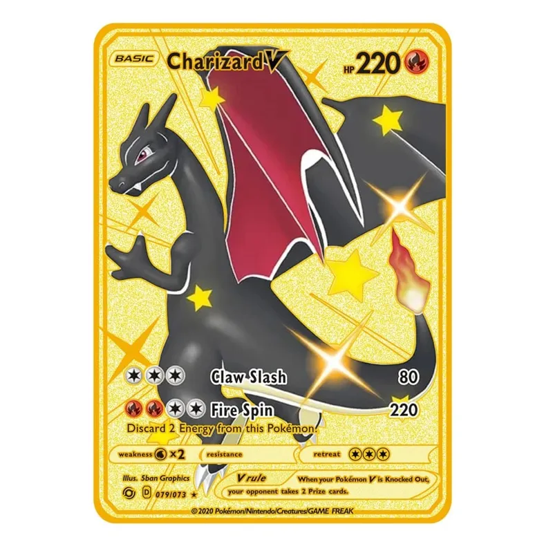 2026 NEW Pokemon Metal Card 10000 Points Arceus Charizard Super Card Golden English Mewtwo Vmax GX EX Anime Collection Card Gift