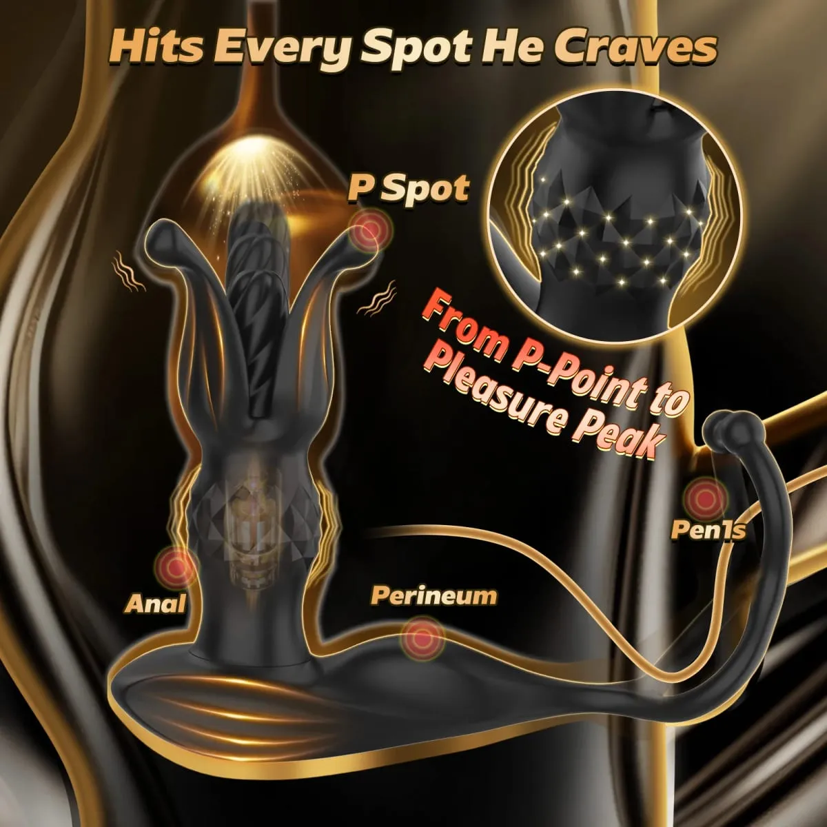 Anal plug adult sex toys Thrusting Trainer with 9 Petal Rhythms 9 Thrust Modes Dual Rings Magnetic USB Charging Silicone