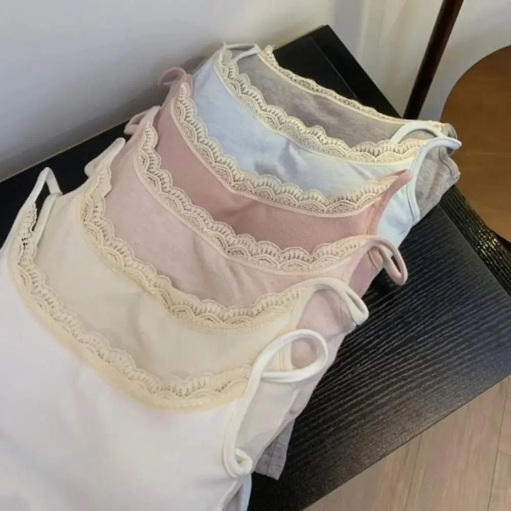 Fashion with Chest Pad Camis Tank Tops Elastic Versatile Lace Tops Integrated Top Warm Undershirt Women Clothes