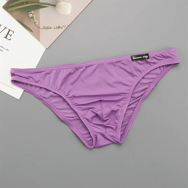 Seluar Dalam Lelaki Pinggang Rendah Ais Nipis Seluar Dalam Separuh Lutsinar Warna Pejal Plus Saiz Bulge Pouch Seluar Dalam Lembut Bernafas Licin