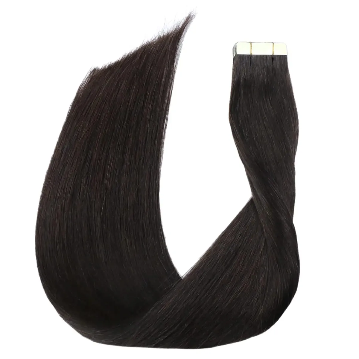 Tape-In Hair Extensions Human Hair 18 Inch #1B Remy Silky Straight Seamless Skin Weft 20Pcs 50G Real Human Hair Tape Ins For Women Add Length Volume Wedding Daily Salon Use