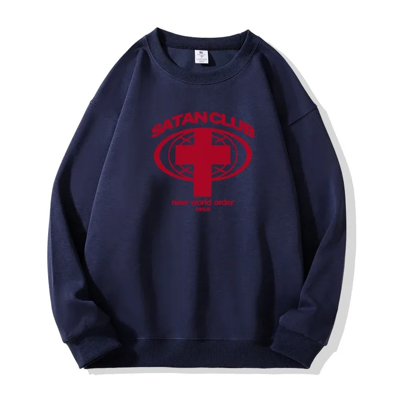 Harajuku Streetwear Oversized Ανδρικό πουλόβερ με κουκούλα Satan Club Φούτερ με κουκούλα γραφικών τύπων Φούτερ Hip Hop Αισθητικά μπλουζάκια Goth Y2k