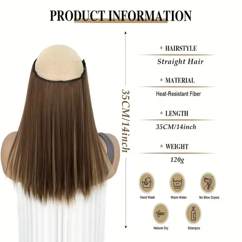 14Inch Synthetic Short Straight Hair Extension 4pcs/set Clip in Length & Volume Hairpiece for Women Everyday Style