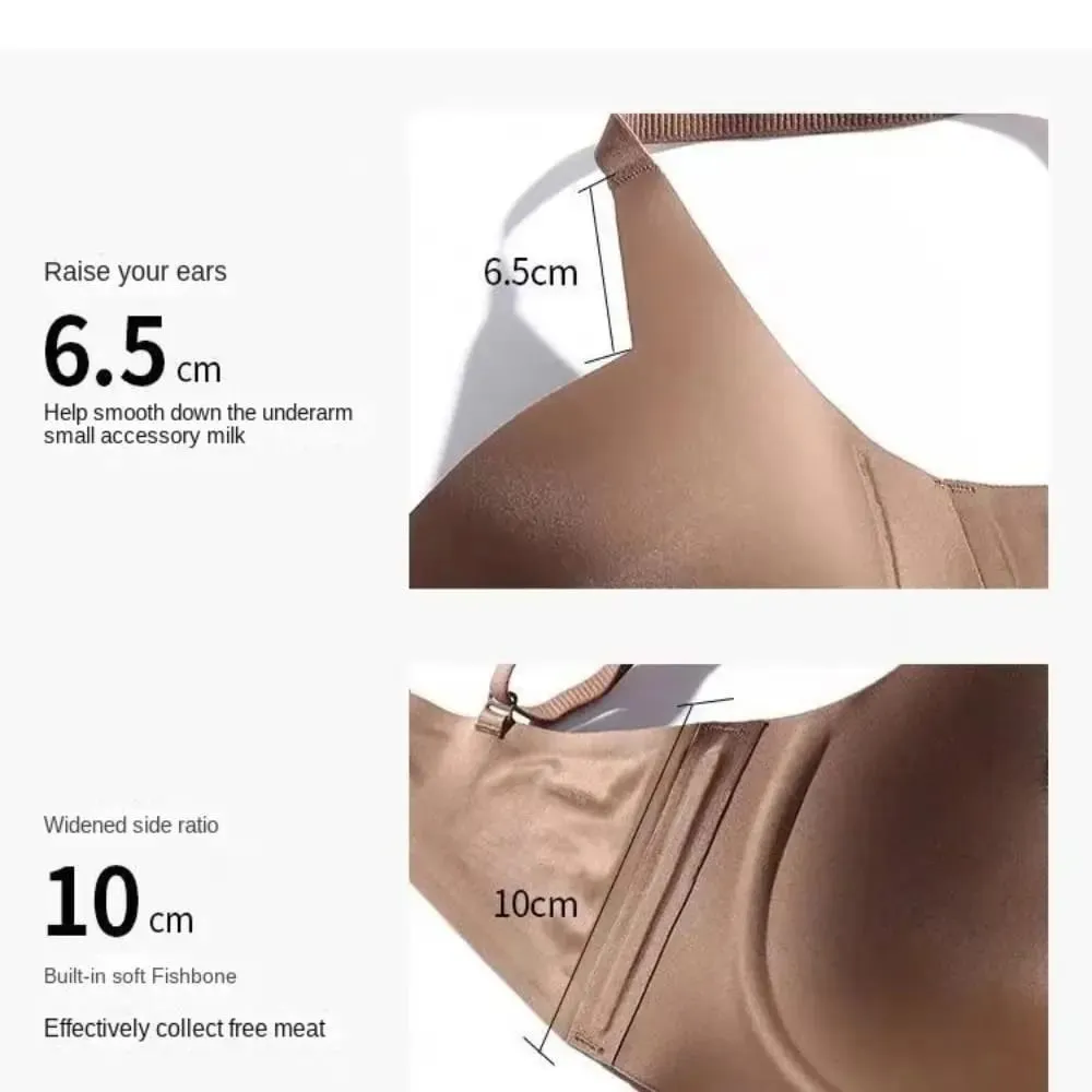 Anti-sagging Lingerie Bras Thin Lingerie Solid Color Gathered Underwear Skin-Hugging Up Top Collect Side Breasts Non-Wire Bra