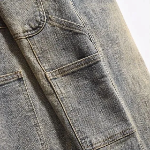 European American New Fashion Men's Solid Color Loose Straight Simple Basic Denim Trousers Mlae High Street Jeans Pants Clothes