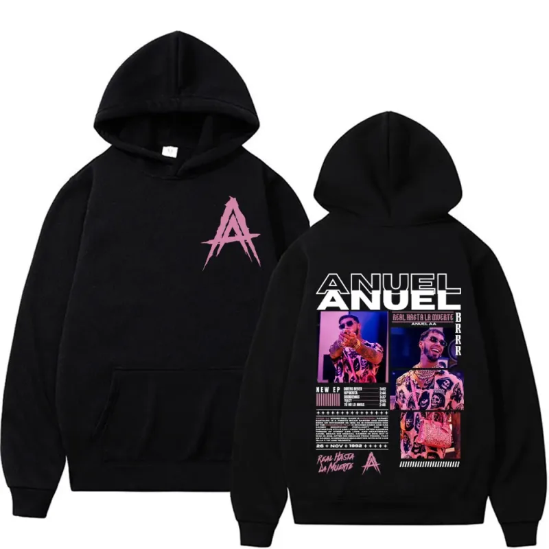 Rapper Anuel AA Real Hasta La Muerte Album Tour Hoodie Streetwear Men Women Vintage Hip Hop Pop Music Hoodies Casual Sweatshirts — image 1