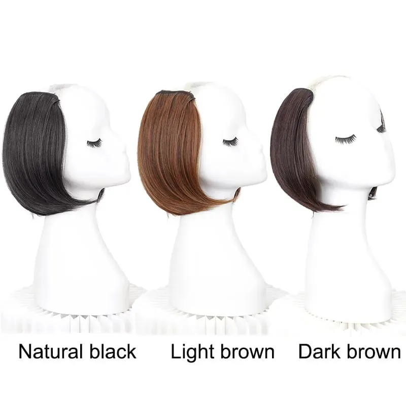 20/30cm Synthetic Short Straight Internal Buckle V-shaped Half Head Hair Extension Invisible Hairpiece for Women