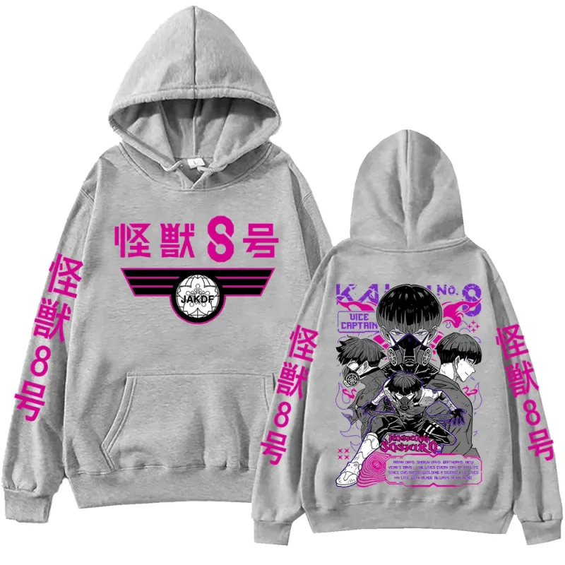 Anime Kaiju No 8 Soushirou Hoshina Cartoon Hoodies Oversized Hooded Sweatshirt Long Sleeves Cotton Hoodie Men Women Clothes