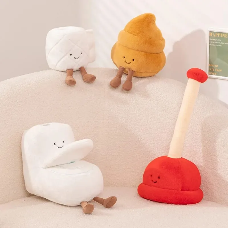 Kawaii Toilet Plush Humanoid Toy Stuffed Poop Roll Paper Plushie Smiling with Legs Prop Decor Gift