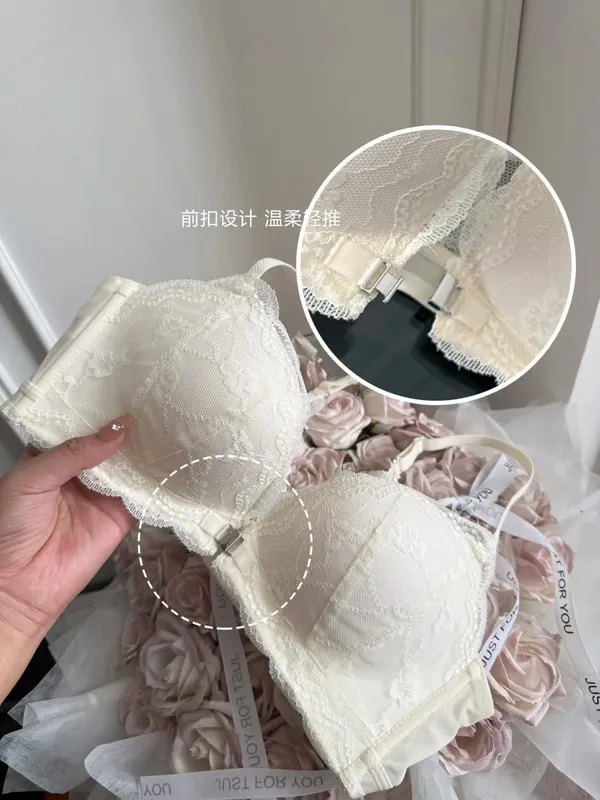 Summer Nouvelle Tendance! Soutien-Gorge Push Up à Fermeture Avant - Bretelles Dentelle Dos Bralette Légère pour Petite Poitrine