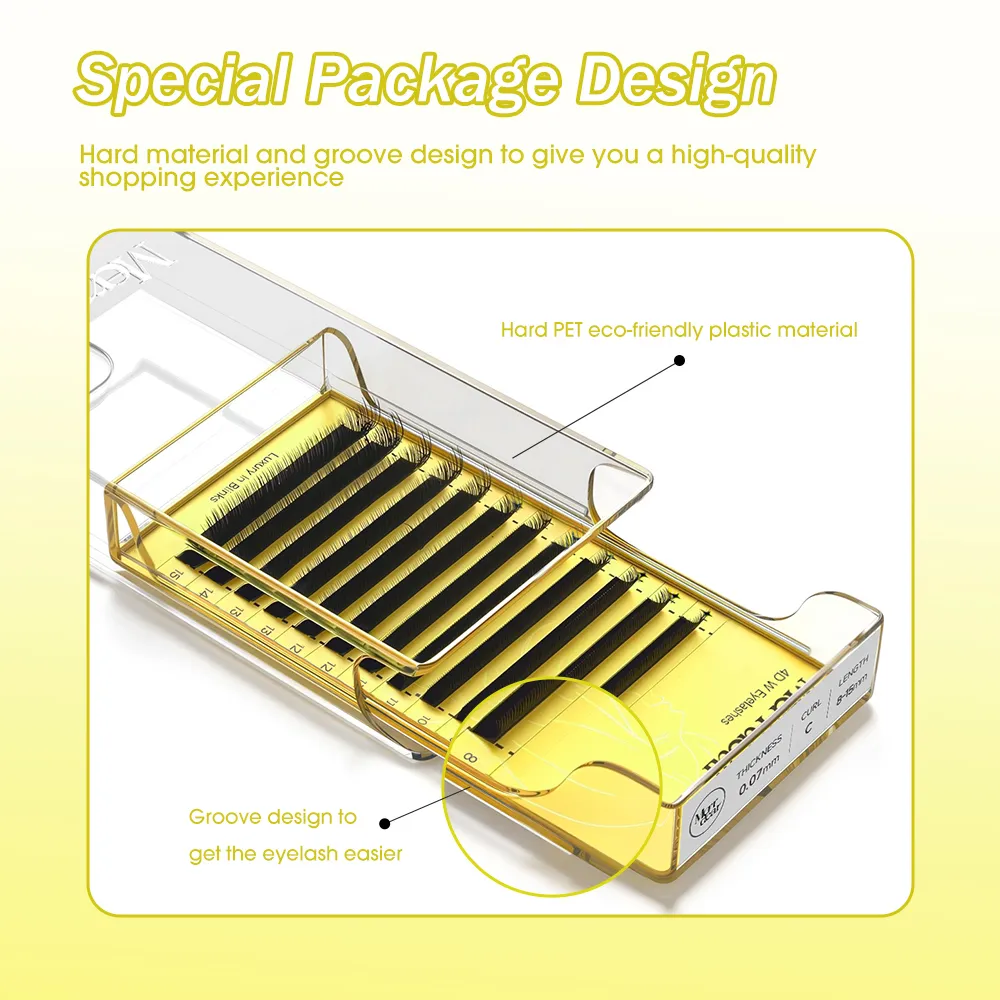 Merrdear 4D W Lash Extensions for Women 8-15mm Mixed Tray C/D Curl False Eyelash 4D W-shaped Eye Lashes Natural Daily Makeup