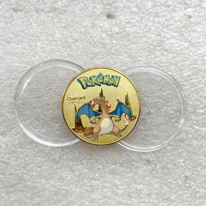 Pokemon Đồng Tiền Vàng Pikachu Anime Đồng Tiền Kỷ Niệm Charizard Vàng Kim Loại Tròn Đồng Xu Đồ Chơi