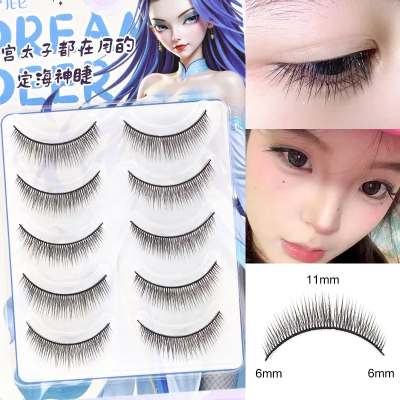 5 Pairs Baby Straight Lashes Hard Band False Eyelashes Natural Fish Tail Design for Cosplay Daily Makeup manga eye lashes