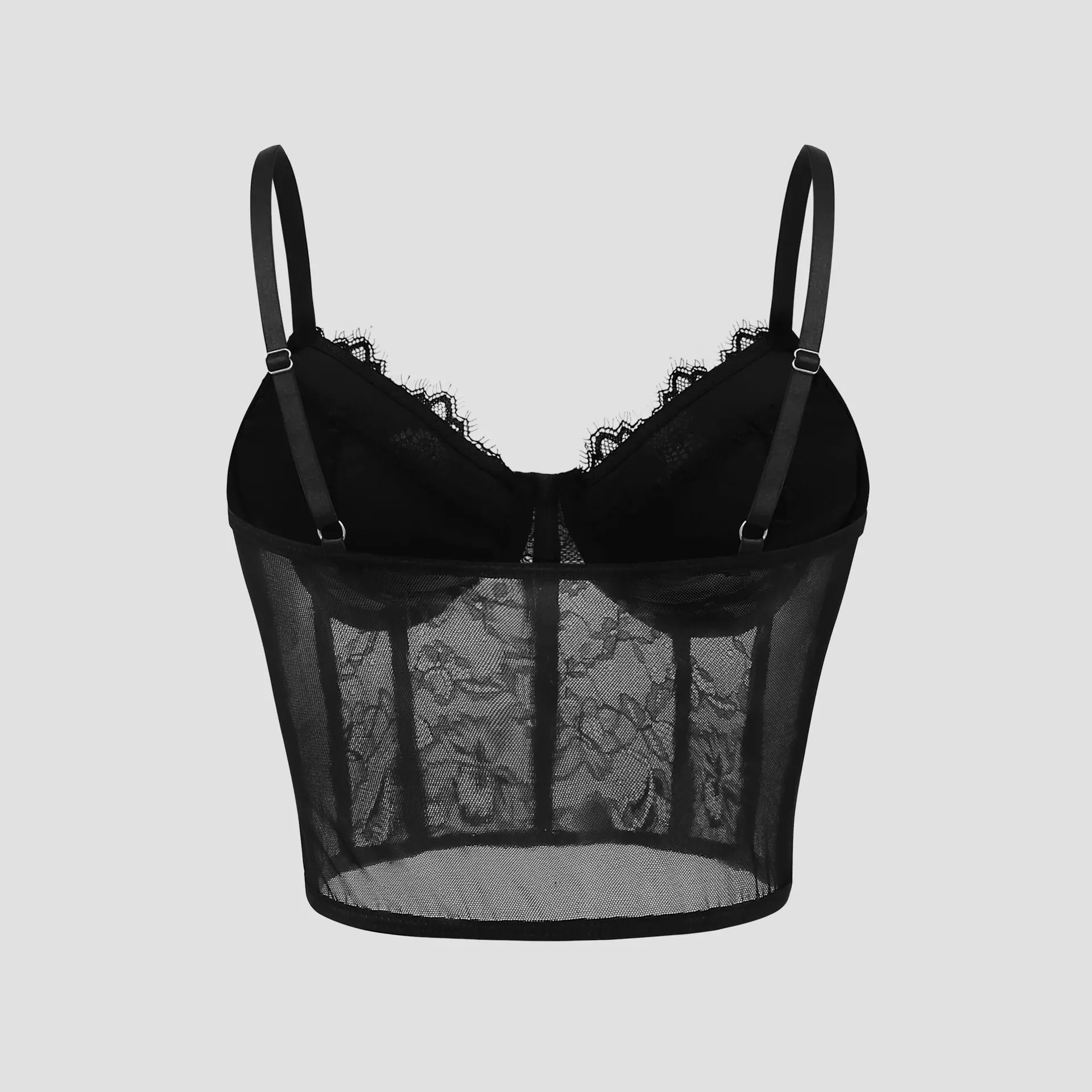 เซ็กซี่สีดำกึ่งโปร่งใส Bra ตาข่าย Push Up Bralet ผู้หญิงด้านบนรัดตัว Bustier Vest Club Party Crop Top ชุดชั้นในที่หรูหรา