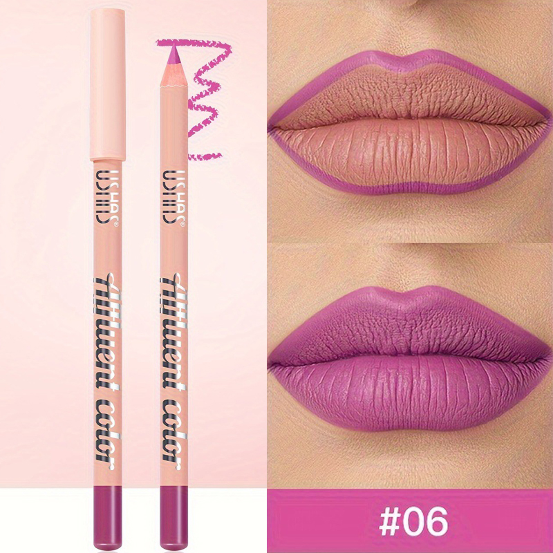 8 farver Vandtæt Lip Liner Pencil Langvarig Sexet Mørkerød Pink Mat Læbestift Blyant Naturlig Lipliner Pen Rød konturfarve