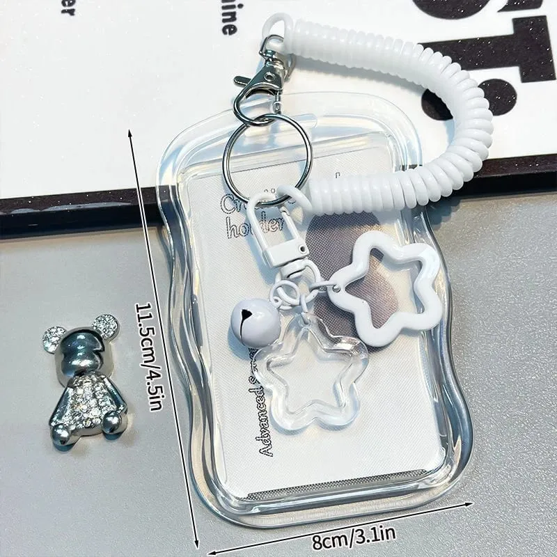 Fofo porta-chaves para cartão fotográfico - porta-cartões de PVC transparente com chaveiro para mochila capa protetora para presente de foto de ídolo para colecionadores de fãs