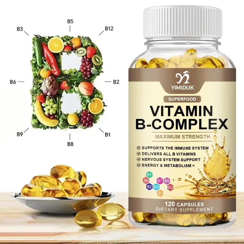 Vitamin B-Complex Capsules with Vitamin B12 & Biotin Support Nervous Bones Brain & Heart Health Metabolism Immune Energy