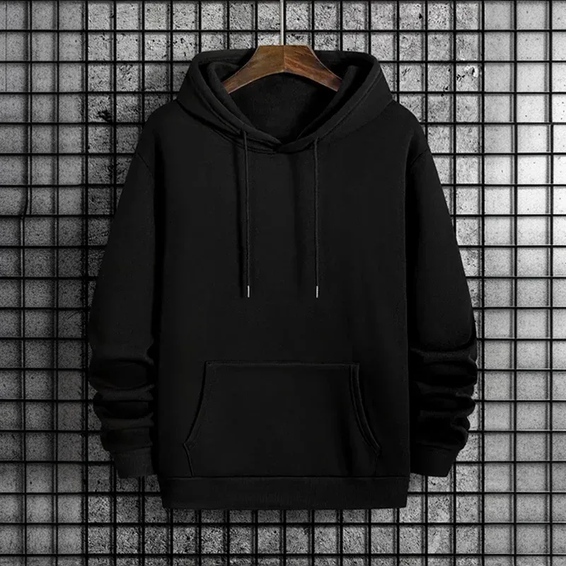2025 Fall/winter New Arrival Men's Hoodie High Quality Solid Color Hooded Sweatshirt Male Home Outdoor Casual Fashion Pullover