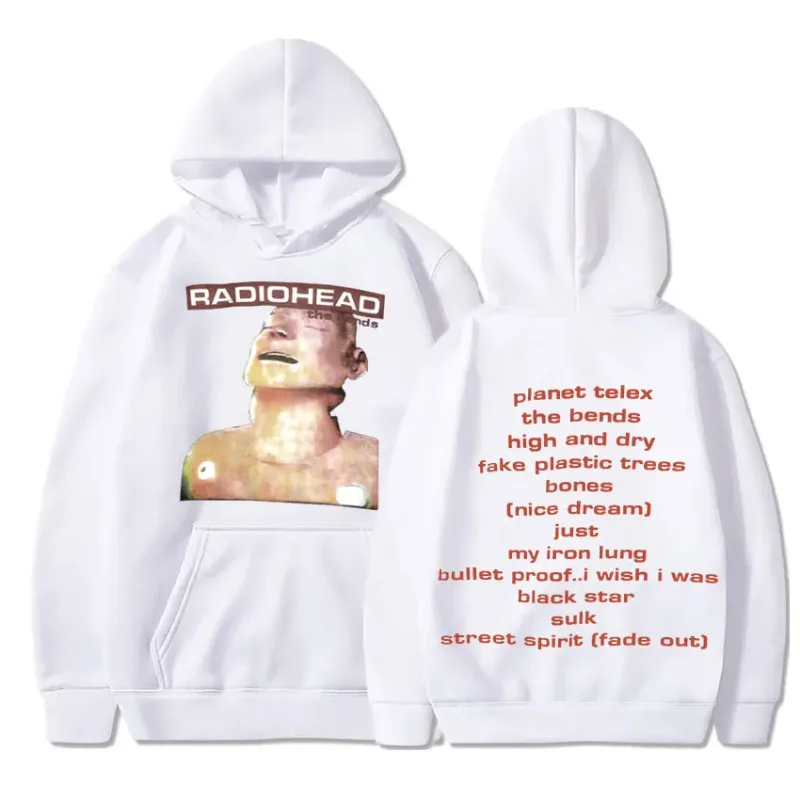 Vintage Rock Grubu Radiohead Kapüşonlu Üst Hip Hop Her Şey Müzik Albümü Baskı Kazak Harajuku Sokak Boyu Kapüşonlular Gençler