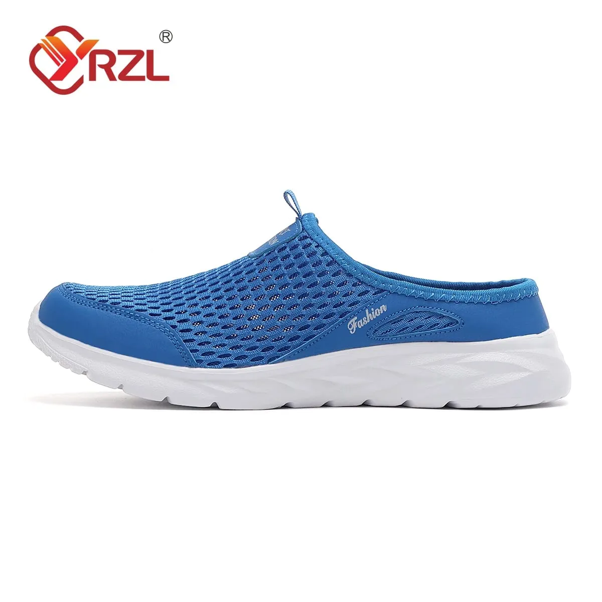 Half Slippers Mens Summer Breathable Mesh Mens Shoes Outdoor Casual Walking Shoes Large Flat Light Mesh Slippers Men