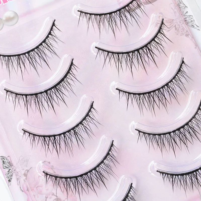 5 Pairs Baby Straight Lashes Hard Band False Eyelashes Natural Fish Tail Design for Cosplay Daily Makeup manga eye lashes