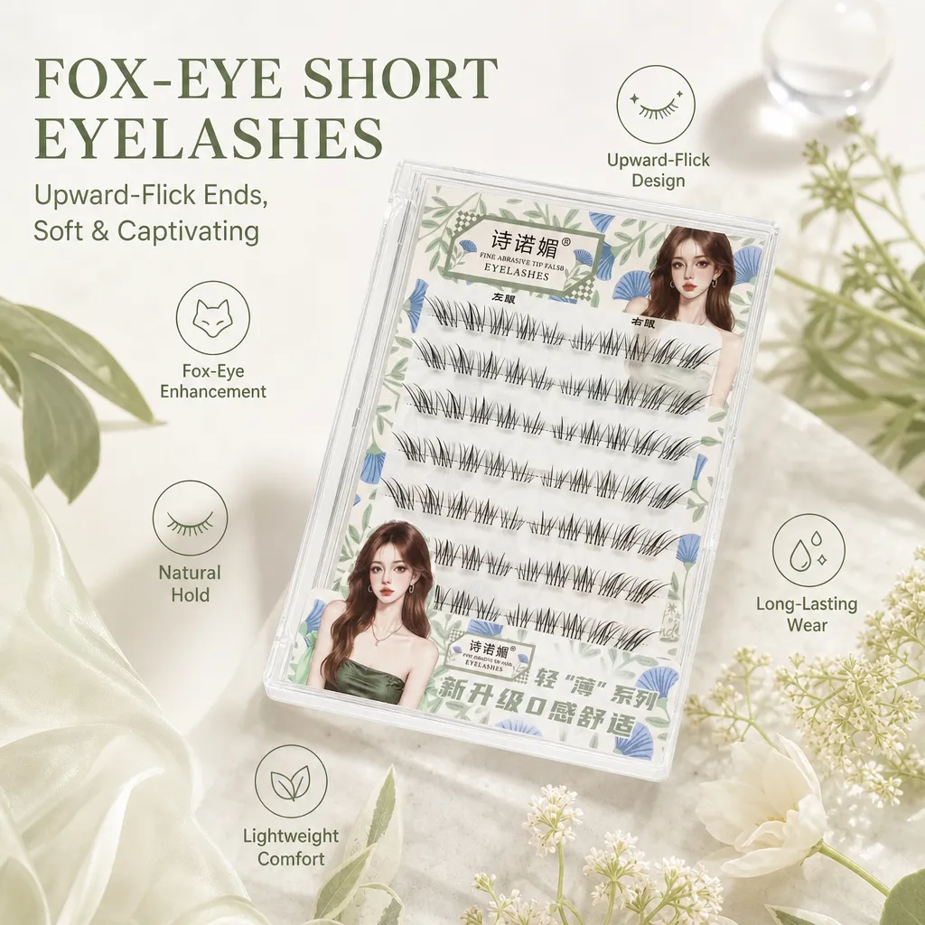 Fox-style False Eyelashes Short Length Curl Black Natural Eye Lengthening Design Lightweight For Daily Makeup Party Dating Women