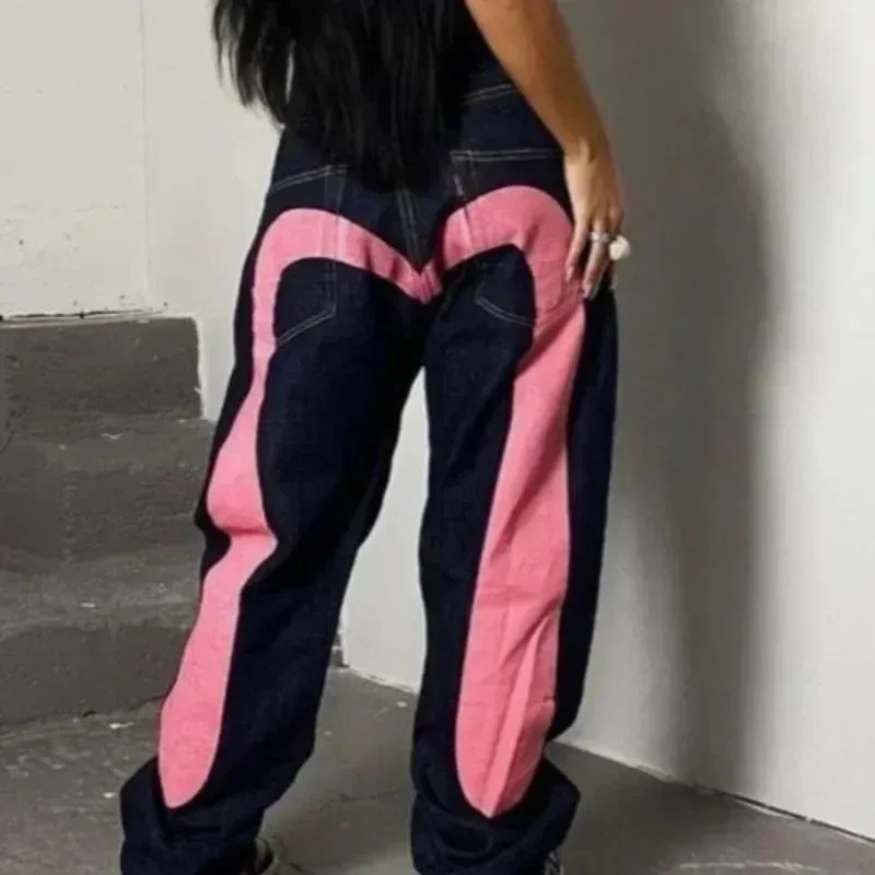 Jaren '90 Retro Y2K Nieuwe Hip Hop Rechte Jeans Straat Bestverkopende Gepersonaliseerde Bedrukking High Street Heren Casual Losse Jeans Paar