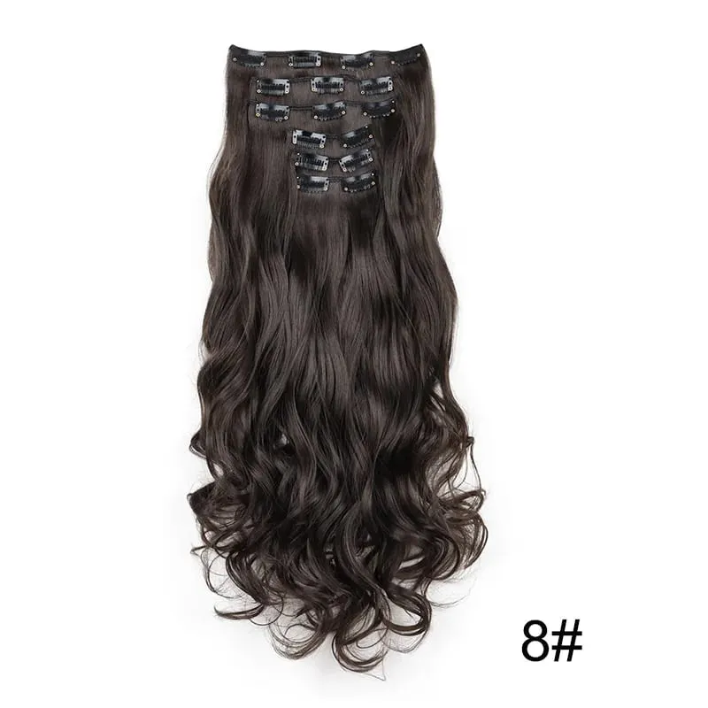 22Inch Synthetic 6pcs/set Long Curly Hair Extension Thick Soft Hairpiece for Short Hairline Coverage for Women Daily Use