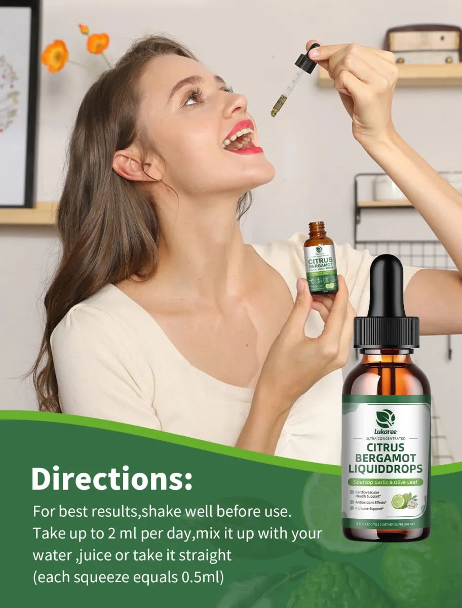 Lukaree Organic Citrus Bergamot Drop Support Immunity Cholesterol and Cardiovascular Health Antioxidant
