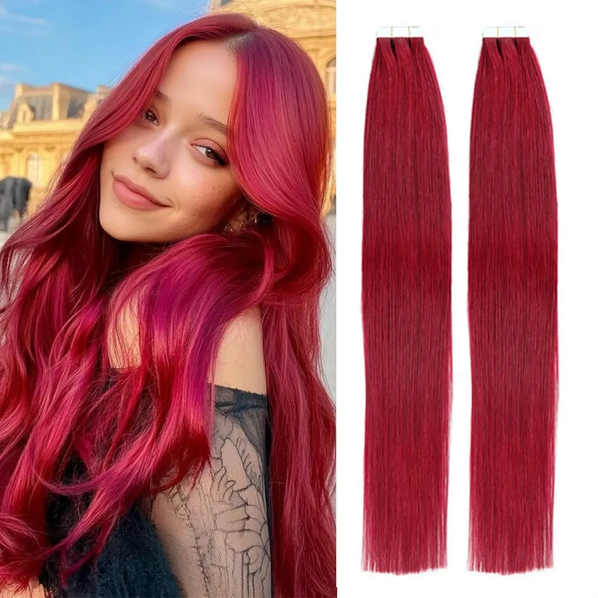 Silky Straight Tape ins Human Hair Extensions Tape in Hair Extensions Human Hair 40 Pcs/Pack Real Human Hair Tape in Extensions