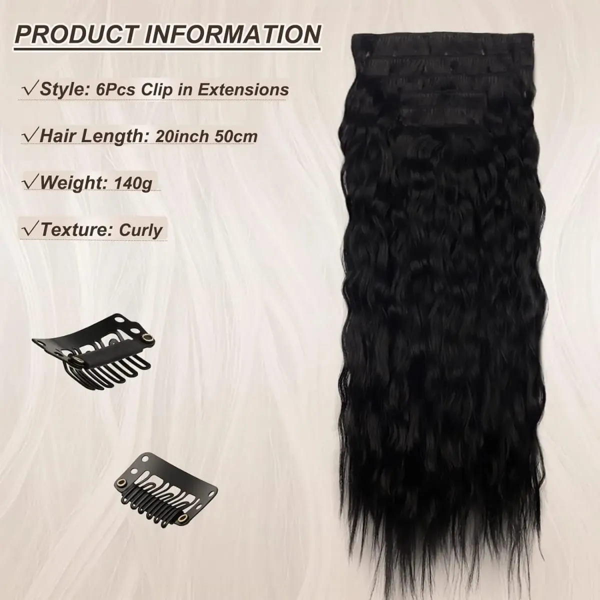 6Pcs Synthetic Clip In Hair Extensions Long Wavy Hair Pieces Multiple Colors Invisible Hair Extensions For Women