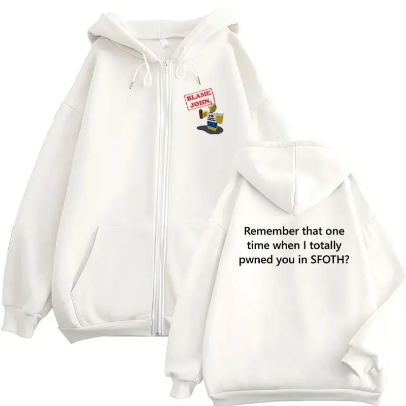 Funny Blame John Meme Zipper Hoodie Shedletsky Forsaken Fashion Autumn/Winter Sweatshirt Men Women Casual Oversized Coats Hoody