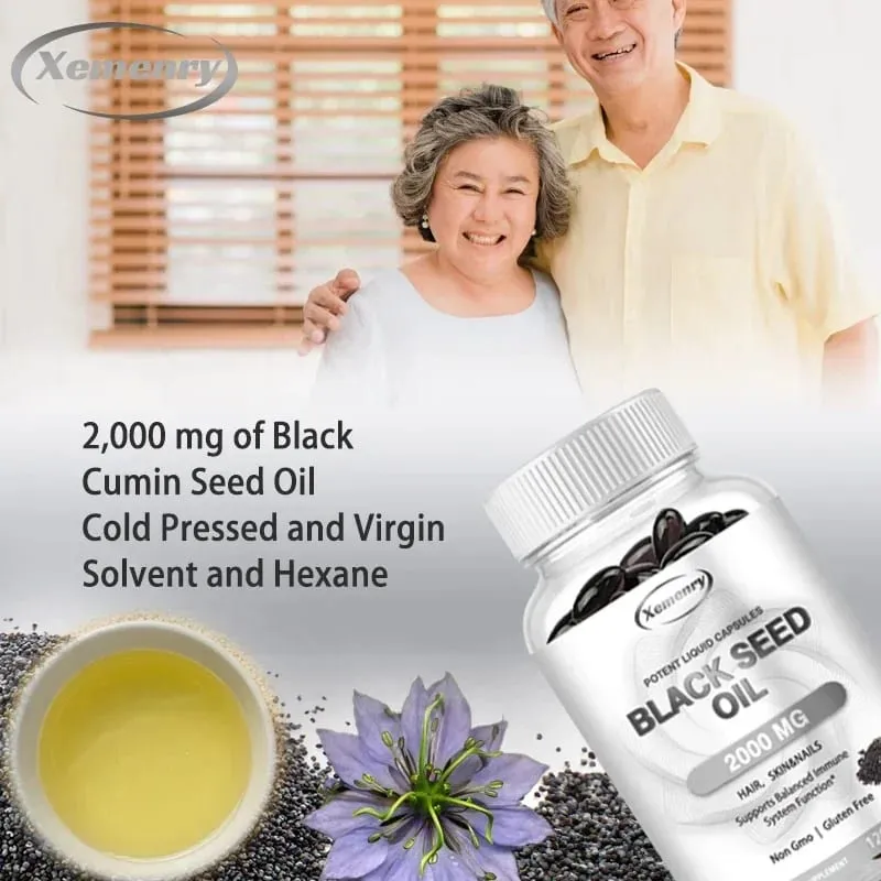 Vegan Black Seed Oil Capsules - Pure Cold Pressed - Black Cumin Seed Oil Capsules Non-GMO Vegan Black Seed Oil Supplement