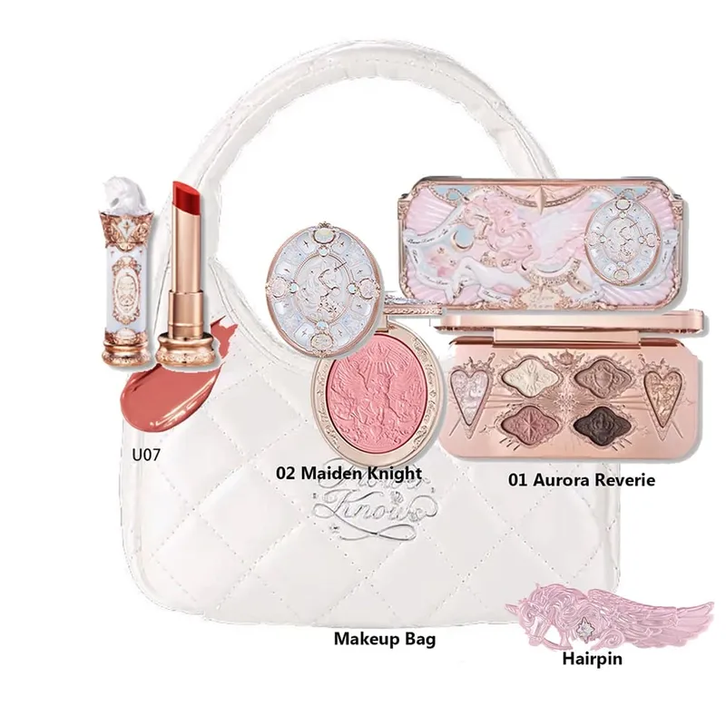 Flowerknows Alles in één Mackup Set Geschenkdoos Flower Knows Glitter Oogschaduw Palet Blusher Langdurige Glans Lippenstift Met Zakje