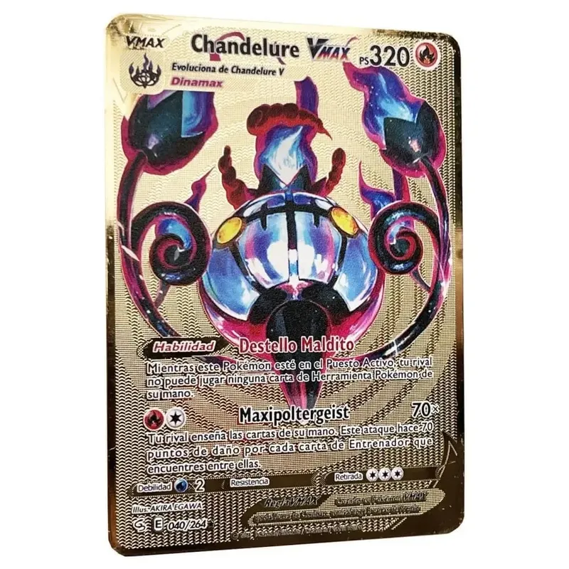 Pokemon Metal Cards in Spanish Pikachu Arceus Charizard DIY Trading Flash Card Anime Cartoon Gift
