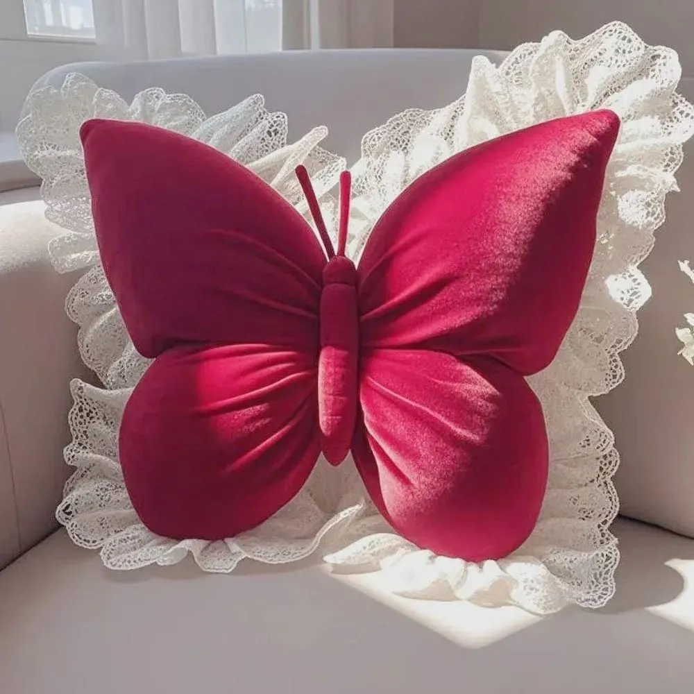 New Cute Butterfly Pillow Lace Butterfly Bedhead Pillow Home Textile Cushion Sofa Decoration