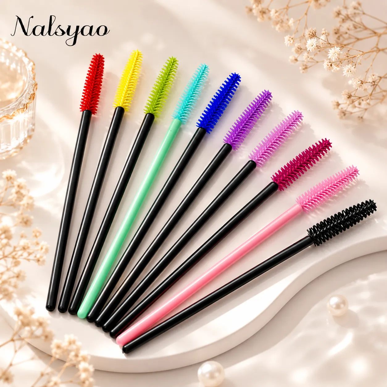 50 Pcs Disposable Silicone Mascara Stick Applicator Eyelash Extension Makeup Tools Eye Eyelashes Brushes Lash Makeup Brush