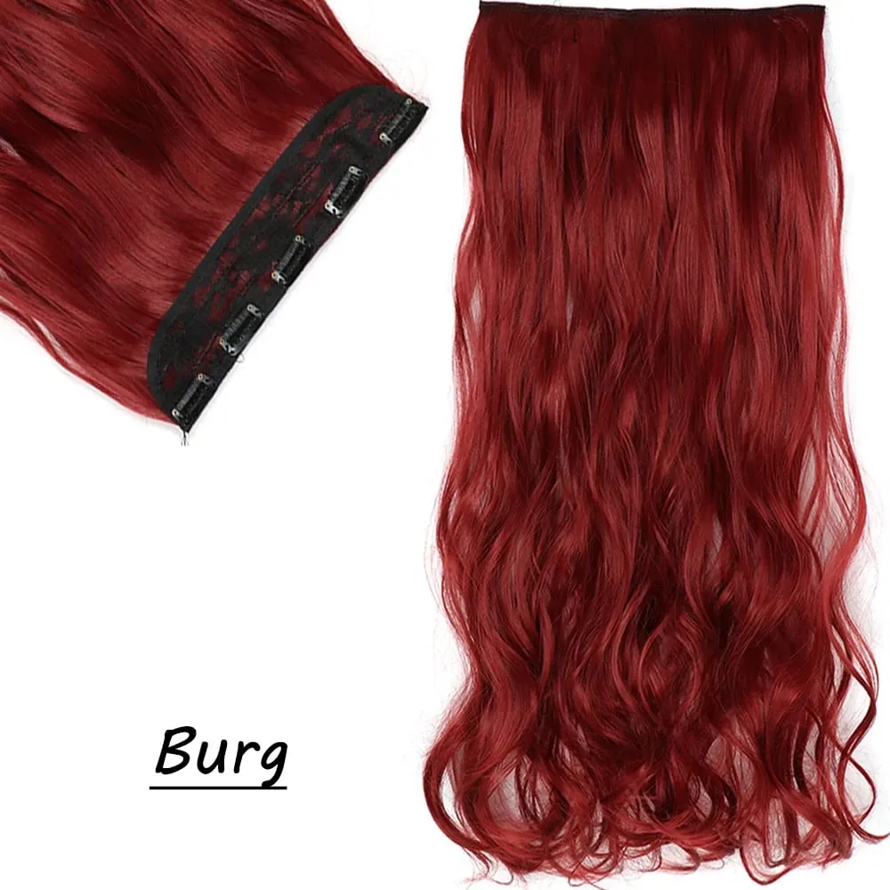 Synthetic 5 Clip In Hair Extensions Long Straight Hairstyle Hairpiece Black Brown Blonde 24Inch Natural Fake Hair For Women